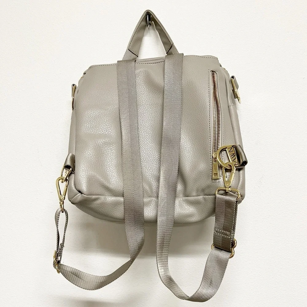 Fawn Design Gray Vegan Leather The Original 12 Pocket Diaper Bag Backpack